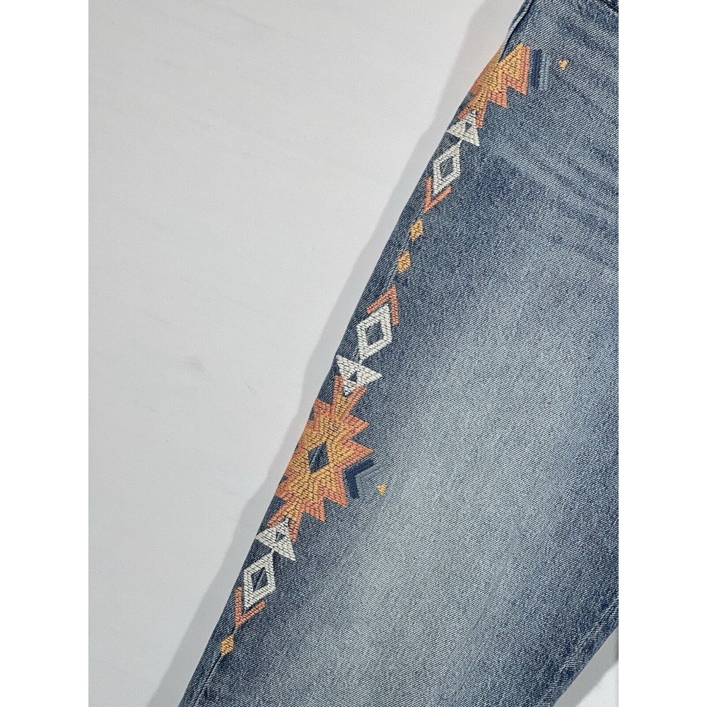 Lucky Brand Drew Mom Jeans Womens 8 29 Blue Denim High Rise Embroidered Retro - Picture 6 of 16